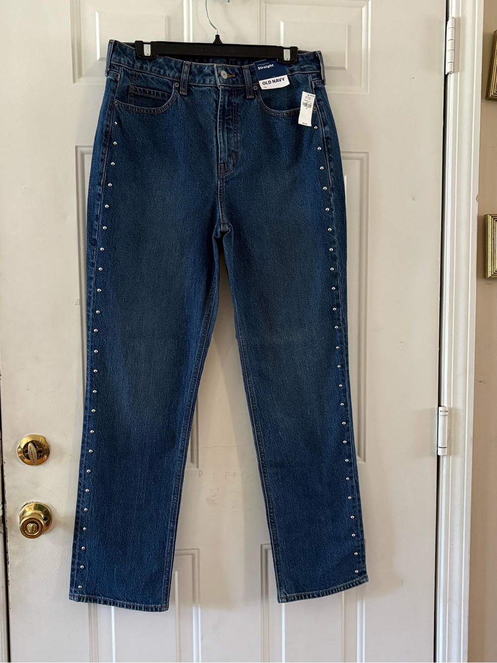 Old Navy Dark Blue Straight-Leg Jeans with Side Studs